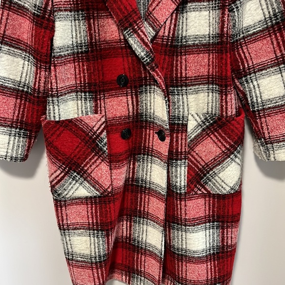 Zoe red plaid overcoat size Large - Picture 5 of 6